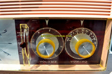 Load image into Gallery viewer, SOLD! - June 23, 2018 - ROSATA PINK and Brown Mid Century Retro Vintage 1964 Arvin Model 52R43 AM Tube Clock Radio Rare! - [product_type} - Arvin - Retro Radio Farm