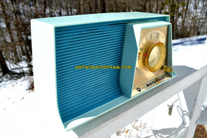 SOLD! - May 6, 2018 - TUXEDO BLUE Mid Century Retro 1962 Motorola A17B3 Tube AM Radio Cool Model Rare Color! Near Mint! - [product_type} - Motorola - Retro Radio Farm