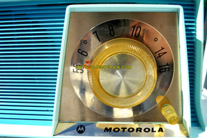 SOLD! - May 6, 2018 - TUXEDO BLUE Mid Century Retro 1962 Motorola A17B3 Tube AM Radio Cool Model Rare Color! Near Mint! - [product_type} - Motorola - Retro Radio Farm