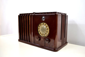 SOLD! - July 6, 2019 - Gothic Style 1938 Wards Airline Model 62-476 AM Bakelite Tube Radio Totally Restored! - [product_type} - Airline - Retro Radio Farm