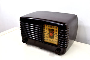 SOLD! - May 27, 2019 - Art Deco Brown Bakelite Vintage 1946 Philco Transitone 46-200 AM Radio Popular Design Back In Its Day!
