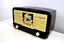 Load image into Gallery viewer, SOLD! - June 12, 2019 - Classic 1952 Dark Brown and Ivory Vintage Sylvania Model 540M AM Tube Clock Radio Near Mint Looks Sounds Heavenly! - [product_type} - Sylvania - Retro Radio Farm