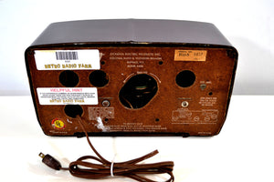 SOLD! - June 12, 2019 - Classic 1952 Dark Brown and Ivory Vintage Sylvania Model 540M AM Tube Clock Radio Near Mint Looks Sounds Heavenly! - [product_type} - Sylvania - Retro Radio Farm