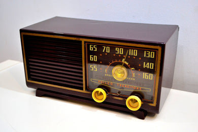 Burgundy  Bordeaux 1953 Philco Model 53-562 Transitone AM Radio with Civil Service and Sounds Great!