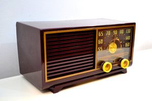Burgundy  Bordeaux 1953 Philco Model 53-562 Transitone AM Radio with Civil Service and Sounds Great! - [product_type} - Philco - Retro Radio Farm