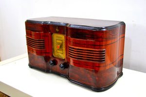 Highly Figured Burl Wood 1940 Emerson Model 376 Vacuum Tube AM Radio Refinished and Restored Top To Bottom! - [product_type} - Emerson - Retro Radio Farm