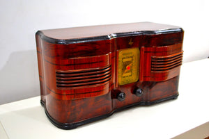 Highly Figured Burl Wood 1940 Emerson Model 376 Vacuum Tube AM Radio Refinished and Restored Top To Bottom! - [product_type} - Emerson - Retro Radio Farm