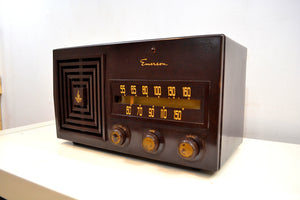 Cubist Brown Bakelite 1953 Emerson Model 641 AM Vacuum Tube Radio Sounds Amazing! - [product_type} - Emerson - Retro Radio Farm