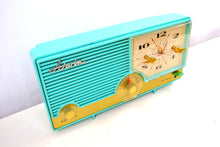 Load image into Gallery viewer, SOLD! - Aug 15, 2019 - AQUAMARINE Turquoise Mid Century Retro Vintage 1959 Arvin Model 5583 AM Tube Clock Radio Rare! Stunning! - [product_type} - Arvin - Retro Radio Farm