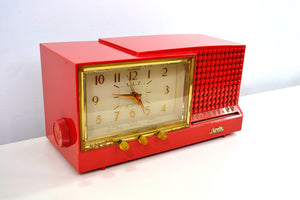 SOLD! - May 23, 2019 - CORAL Pink Mid Century Retro Vintage 1959 Arvin Model 957T AM Tube Clock Radio Works Great! - [product_type} - Arvin - Retro Radio Farm
