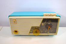 画像をギャラリービューアに読み込む, Sky Blue and White 1956 Emerson Model 883 Series B Tube AM Clock Radio Mid Century Rare Color Sounds Great! - [product_type} - Emerson - Retro Radio Farm