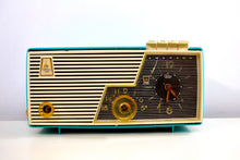 Load image into Gallery viewer, Sky Blue and White 1956 Emerson Model 883 Series B Tube AM Clock Radio Mid Century Rare Color Sounds Great! - [product_type} - Emerson - Retro Radio Farm