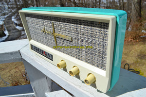 SOLD! - Apr 3, 2019 - Aquamarine Mid Century Vintage 1959 Arvin Model 2585 Tube Retro Radio