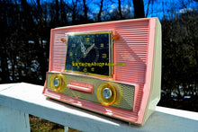 Load image into Gallery viewer, SOLD! - Mar 28, 2018 - BLUETOOTH MP3 UPGRADE ADDED - POWDER PINK Retro Jetsons Vintage 1957 RCA Victor Model 1-RD-63 AM Tube Clock Radio Has Issues But Pretty! - [product_type} - RCA Victor - Retro Radio Farm