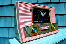 Load image into Gallery viewer, SOLD! - Mar 28, 2018 - BLUETOOTH MP3 UPGRADE ADDED - POWDER PINK Retro Jetsons Vintage 1957 RCA Victor Model 1-RD-63 AM Tube Clock Radio Has Issues But Pretty! - [product_type} - RCA Victor - Retro Radio Farm