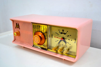 Marilyn Pink Mid Century 1956 Motorola 57CC2 Tube AM Clock Radio She's A Doll!