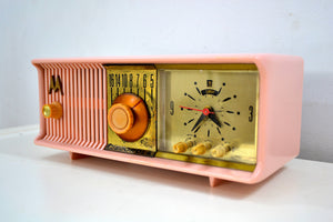 Marilyn Pink Mid Century 1956 Motorola 57CC2 Tube AM Clock Radio She's A Doll! - [product_type} - Motorola - Retro Radio Farm