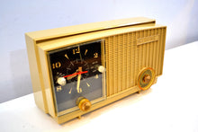 Load image into Gallery viewer, Maize Goldenrod Vintage 1957 RCA Victor 3RD-35 Tube AM Clock Radio Cutie Pie! - [product_type} - RCA Victor - Retro Radio Farm