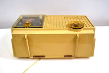 Load image into Gallery viewer, Maize Goldenrod Vintage 1957 RCA Victor 3RD-35 Tube AM Clock Radio Cutie Pie! - [product_type} - RCA Victor - Retro Radio Farm
