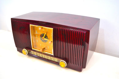 Elegant Brown Marbled 1955 General Electric Model 551 Vintage AM Clock Radio Popular Model! Sounds Great!