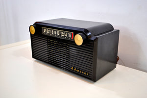SOLD! - April 2, 2019 - Chalcedony Black 1952 Admiral 5G35N AM Tube Radio Mid Century Appeal in Spades!