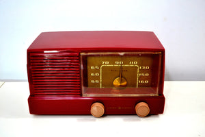 SOLD! - Dec 15, 2019 - BLUETOOTH MP3 UPGRADED - Burgundy Mid Century Modern Vintage 1953 General Electric Model 416 AM Tube Radio - [product_type} - General Electric - Retro Radio Farm