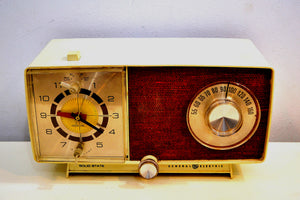 Beige Ivory 1966 General Electric Model C-546 AM Vintage Radio Very 60s Mod Looking Radio! - [product_type} - General Electric - Retro Radio Farm