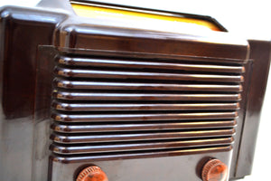 Espresso Brown Bakelite 1947 Trav-Ler Model 50XX AM Vacuum Tube Radio Cute As A Button! - [product_type} - Travler - Retro Radio Farm