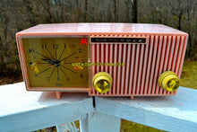 Load image into Gallery viewer, SOLD! - Apr 25, 2019 - Cherry Blossom Pink Motorola 1959 Model 57CF Clock Radio Tube AM Clock Radio - [product_type} - Motorola - Retro Radio Farm