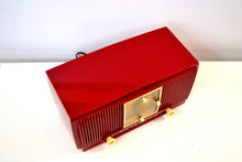 Load image into Gallery viewer, SOLD! - Apr 26, 2019 - Ruby Red 1953 General Electric Model 548PH AM Clock Radio Popular Model Sounds Fantastic! - [product_type} - General Electric - Retro Radio Farm