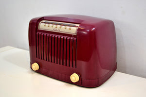 Cranberry Red Industrial Age 1946 Addison Model 55 Bakelite AM Vacuum Tube Radio with Toaster Envy! - [product_type} - Addison - Retro Radio Farm
