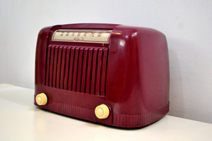 Cranberry Red Industrial Age 1946 Addison Model 55 Bakelite AM Vacuum Tube Radio with Toaster Envy! - [product_type} - Addison - Retro Radio Farm