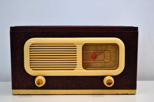 Oxblood Leather Grained Covered Vintage 1947 Philco Transitone 47-204 Vacuum Tube AM Radio Sounds Looks Spectacular! - [product_type} - Philco - Retro Radio Farm