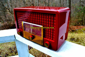 SOLD! - Apr 14, 2018 - BLUETOOTH MP3 UPGRADE ADDED - CRANBERRY RED Mid Century Retro Vintage 1955 RCA Victor Model 5X-564 AM Tube Radio Great Sounding! - [product_type} - RCA Victor - Retro Radio Farm