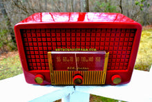Load image into Gallery viewer, SOLD! - Apr 14, 2018 - BLUETOOTH MP3 UPGRADE ADDED - CRANBERRY RED Mid Century Retro Vintage 1955 RCA Victor Model 5X-564 AM Tube Radio Great Sounding! - [product_type} - RCA Victor - Retro Radio Farm