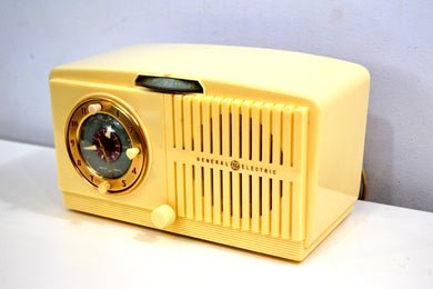 Ivory White Vintage 1948-49 General Electric Model 516F AM Vacuum Tube Radio Solid Player Popular Model!