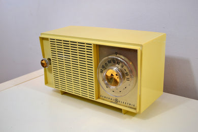 SOLD! - Aug 8, 2019 - Beige Ivory Yellow Vintage 1959 General Electric Model T-129C Tube Radio Nice Sounding Nice Looking!