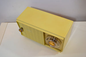 SOLD! - Aug 8, 2019 - Beige Ivory Yellow Vintage 1959 General Electric Model T-129C Tube Radio Nice Sounding Nice Looking! - [product_type} - General Electric - Retro Radio Farm