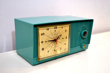 Load image into Gallery viewer, SOLD! - May 12, 2019 - Mediterranean Turquoise Vintage 1956 RCA Victor 6-C-5 Tube AM Clock Radio So Sweet! - [product_type} - RCA Victor - Retro Radio Farm