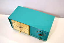 Load image into Gallery viewer, SOLD! - May 12, 2019 - Mediterranean Turquoise Vintage 1956 RCA Victor 6-C-5 Tube AM Clock Radio So Sweet! - [product_type} - RCA Victor - Retro Radio Farm