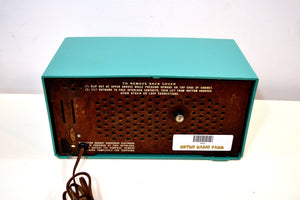 SOLD! - May 12, 2019 - Mediterranean Turquoise Vintage 1956 RCA Victor 6-C-5 Tube AM Clock Radio So Sweet! - [product_type} - RCA Victor - Retro Radio Farm