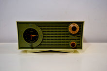 Load image into Gallery viewer, SOLD! - Apr 18, 2019 - Avocado Green and Ivory Vintage 1959 Admiral Y1189 AM Clock Radio - [product_type} - Admiral - Retro Radio Farm