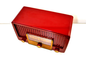 SOLD! - June 17, 2019 - Cranberry Red 1955 RCA Victor Model 5X-564 AM Tube Radio Great Sounding! - [product_type} - RCA Victor - Retro Radio Farm