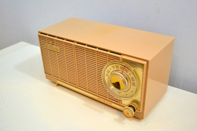 Beige Bombshell Dual Speaker 1960 General Electric Model T-141A Tube Radio Don't Judge A Book By Its Cover!