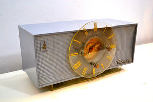 Sundial Grey 1956 Emerson 826 Tube AM Clock Radio Totally Restored and Sounds Great!! - [product_type} - Emerson - Retro Radio Farm