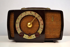 Radio a valvole AM/FM Zenith H724 color cioccolato, metà secolo, 1955, modello popolare! - [product_type} - Zenith - Retro Radio Farm