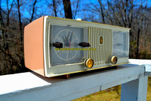 Load image into Gallery viewer, SOLD! - Apr 19, 2018 - TAN PINK and White 1956 Zenith Model C519L AM Tube Clock Radio Works Great! - [product_type} - Zenith - Retro Radio Farm