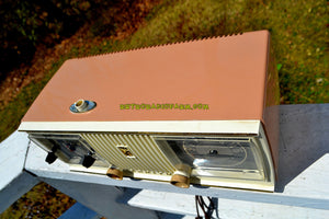 SOLD! - Apr 19, 2018 - TAN PINK and White 1956 Zenith Model C519L AM Tube Clock Radio Works Great! - [product_type} - Zenith - Retro Radio Farm