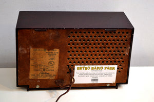 Mahogany Swirl 1956-1958 General Electric Model 875 AM Vacuum Tube Radio Budget Blaster! - [product_type} - General Electric - Retro Radio Farm