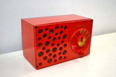 Raconteur Red 1953 Crosley Model JT-3 AM Tube Radio Swiss Cheese Grill, Not Cheesy At All!